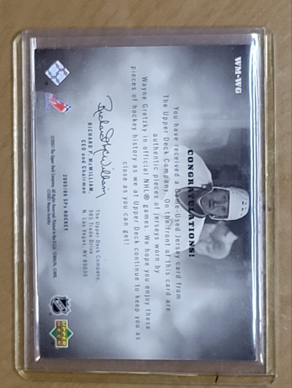 Wayne Gretzky 2005-06 Upper Deck SPx "Winning Materials" Dual Jersey Relic Card - Picture 2 of 2